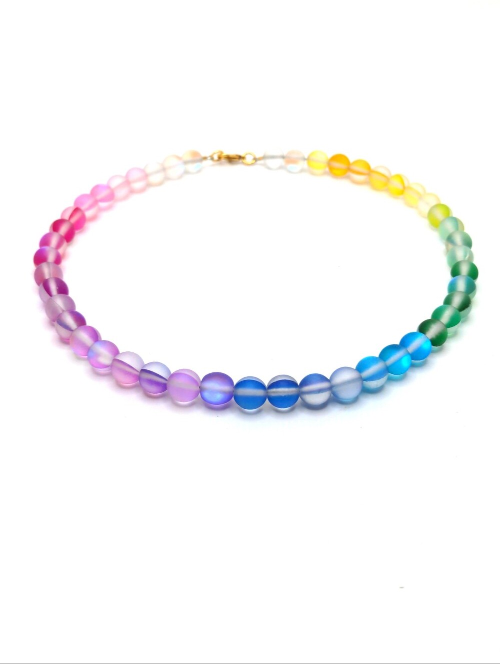 381MIDALANE Shimmering Rainbow Choker, Handcrafted